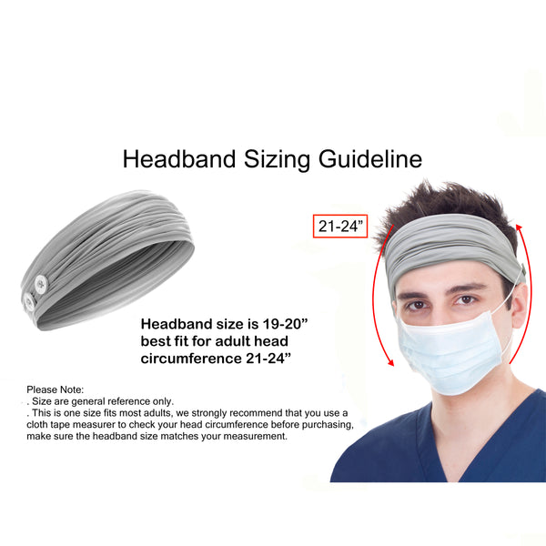 2 Pack Wide Headbands with Mask Button Holder Ear Pain Relief