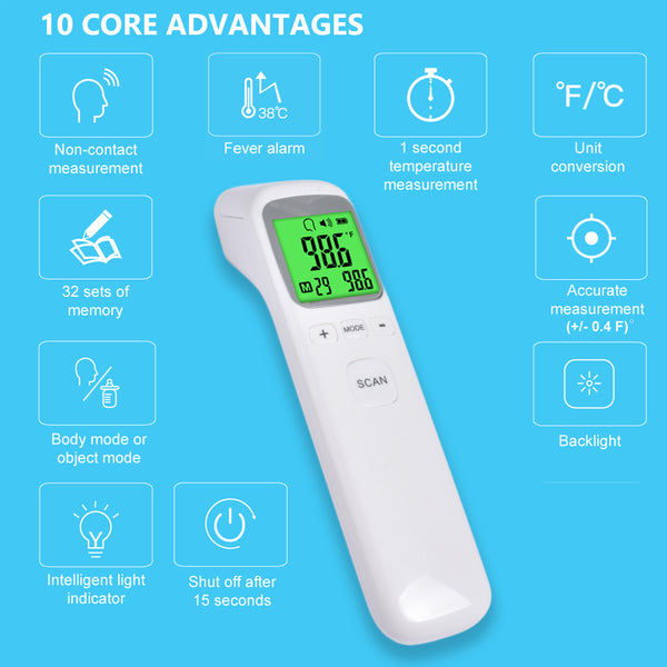 Non-Contact Forehead Thermometer - Infrared Digital Thermometer for Adults Kids Elderly